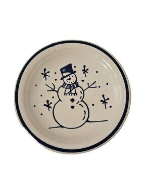 Vintage Gooseberry Patch Snowman Plate 8" Winter Holiday Dessert Cookies 1998